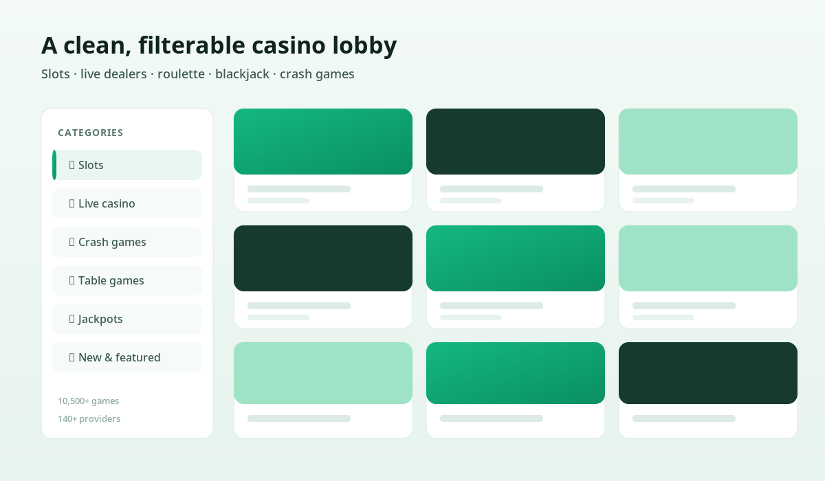1win casino lobby categories shown as neon tiles: slots, live casino, crash games, table games, jackpots and new titles